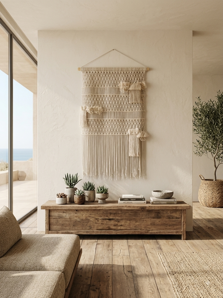 Painel Texturas em composição com elementos naturais