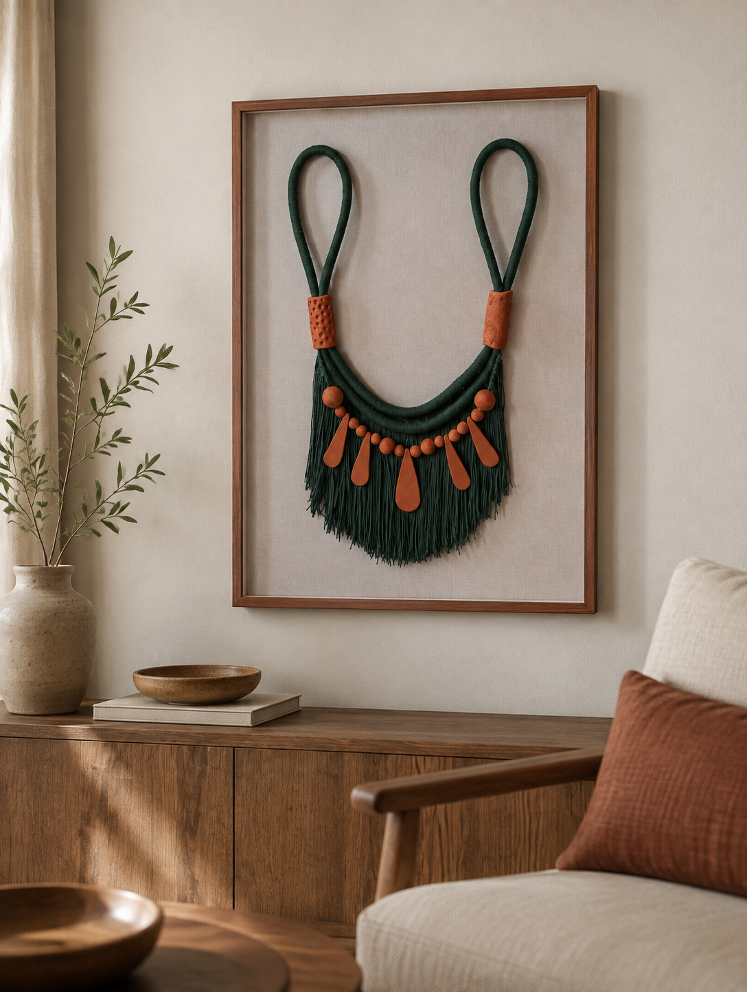 Quadro Cocar Arte Cura em ambiente de estar